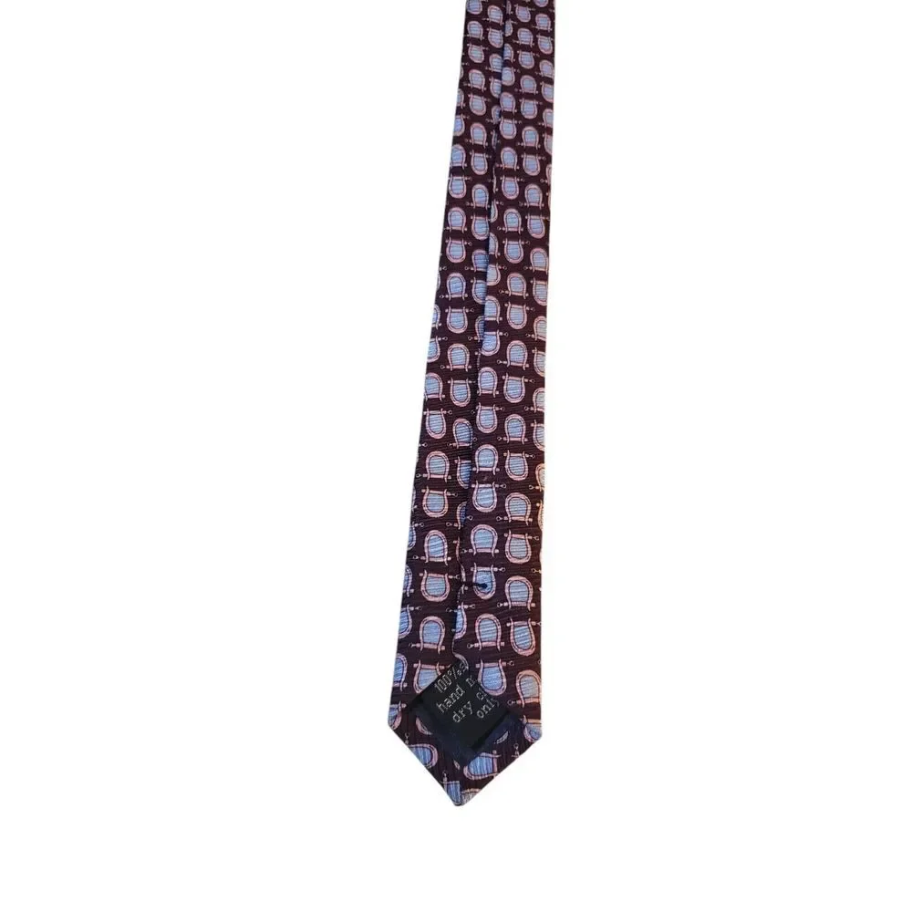 Bijoux Terner Mens Tie Necktie Designer Luxury Burgundy Blue Pink Stirrup Horses